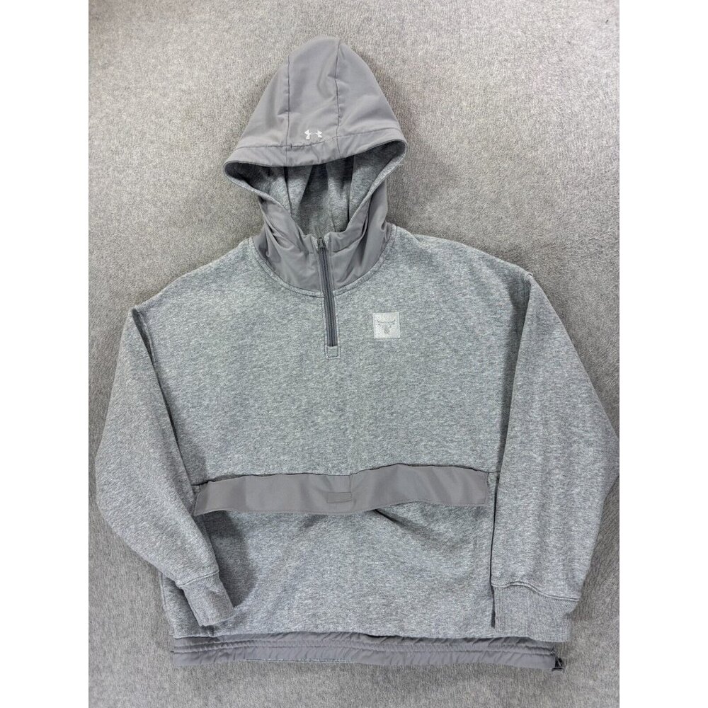 Under Armour PROJECT ROCK Cropped 1/4 Zip Hoodie Sweatshirt (Women's Large) Gray